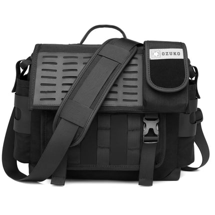 Ozuko 9445 Men Oxford Cloth Messenger Bag Outdoor Waterproof Function Messenger Bag(Black)-garmade.com