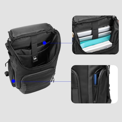 Ozuko 9409 Men Business 15.6-inch Laptop Backpack Travel Sports Leisure Backpack(Dark Gray)-garmade.com