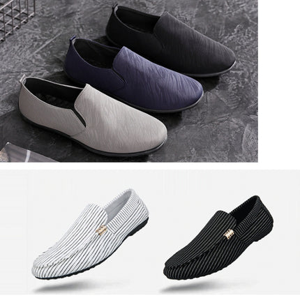 Man Casual Canvas Shoes One-Legged Lazy Cloth Shoes, Size: 44(Gray Dark Texture)-garmade.com