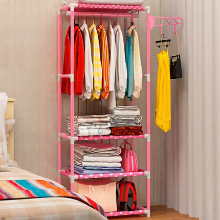 Metal Iron Coat Rack Floor Standing Clothes Hanging Storage Shelf Clothes Hanger Racks-garmade.com