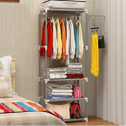 Metal Iron Coat Rack Floor Standing Clothes Hanging Storage Shelf Clothes Hanger Racks-garmade.com