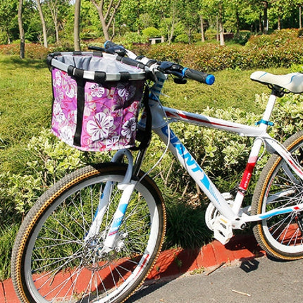 Bicycle Front Bag Basket Aluminum Alloy Foldable Basket, Size:L(Purple)-garmade.com