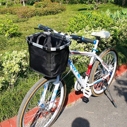 Bicycle Front Bag Basket Aluminum Alloy Foldable Basket, Size:L(Black)-garmade.com