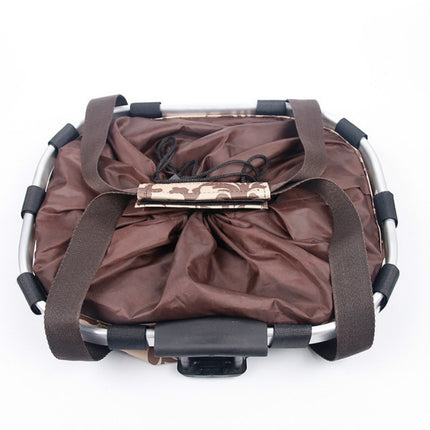Bicycle Front Bag Basket Aluminum Alloy Foldable Basket, Size:L(Brown)-garmade.com