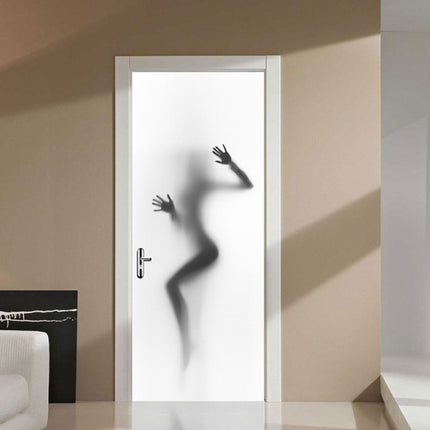 2 PCS/Set Silhouette Door Art Decor Home Creative DIY 3D Door Stickers Pattern for Wall Room Home Door Decor Decoration-garmade.com