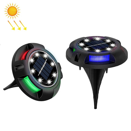 Outdoor Solar Underground Lamp Rotating Buried Lawn Lamp , Spec: 8 LEDs White+Color Light (Plastic Shell)-garmade.com