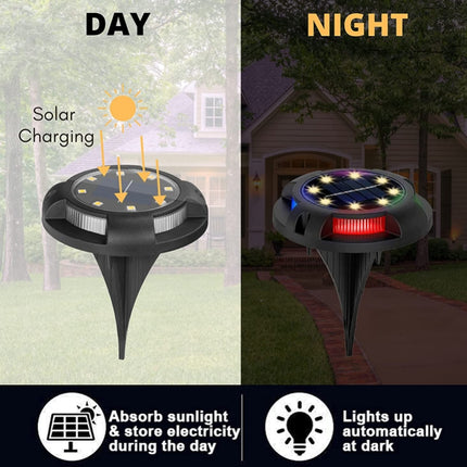 Outdoor Solar Underground Lamp Rotating Buried Lawn Lamp , Spec: 8 LEDs White+Color Light (Plastic Shell)-garmade.com