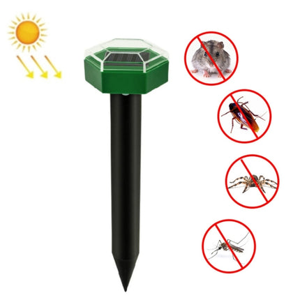 Outdoor Hexagonal Solar Ultrasonic Mole Repeller Inserted Into The Lawn Outdoor Animal Repeller(Green)-garmade.com