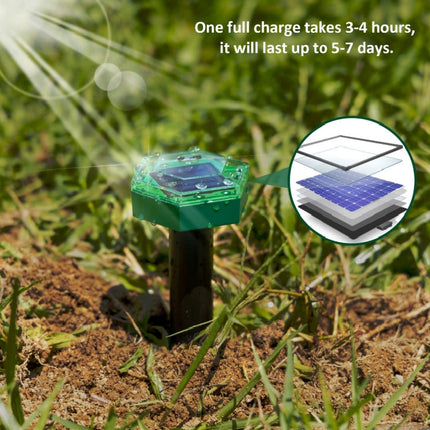 Outdoor Hexagonal Solar Ultrasonic Mole Repeller Inserted Into The Lawn Outdoor Animal Repeller(Green)-garmade.com