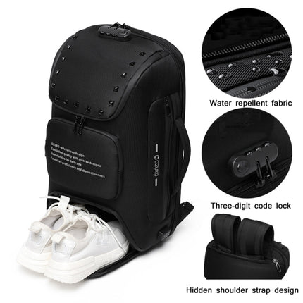 Ozuko 9248 Fashion Rivet Business Laptop Backpack Student Sports School Bag with External USB Port(Orange)-garmade.com
