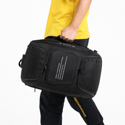 Ozuko 9248 Fashion Rivet Business Laptop Backpack Student Sports School Bag with External USB Port(Grey)-garmade.com