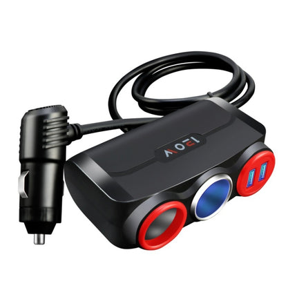Car Cigarette Lighter Multi-Function Mobile Phone Charging USB Car Charge 12/24V Adapter Plug(Black Red)-garmade.com