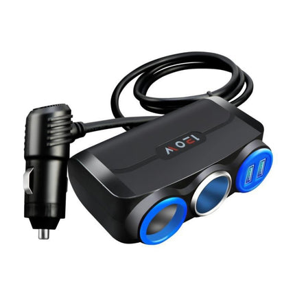 Car Cigarette Lighter Multi-Function Mobile Phone Charging USB Car Charge 12/24V Adapter Plug(Black Blue)-garmade.com