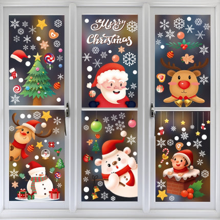 Cartoon Christmas Window Stickers Show Window Living Room StaticChristmas Decoration Wall Stickers(2318)-garmade.com