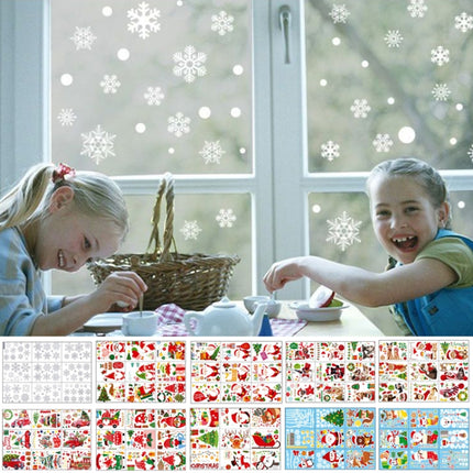 Cartoon Christmas Window Stickers Show Window Living Room StaticChristmas Decoration Wall Stickers(2302)-garmade.com