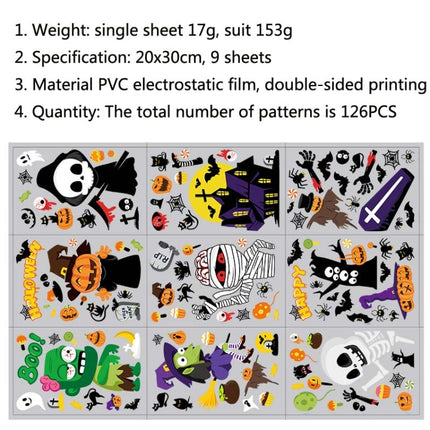 1 Sets SQ629 Halloween Electrostatic Window Stickers Party Decoration Glass Window Wall Double-Sided Stickers, Specification: 20x30cm-garmade.com