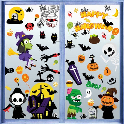 2 Sets SQ629 Halloween Electrostatic Window Stickers Party Decoration Glass Window Wall Double-Sided Stickers, Specification: Halloween Ghost-garmade.com