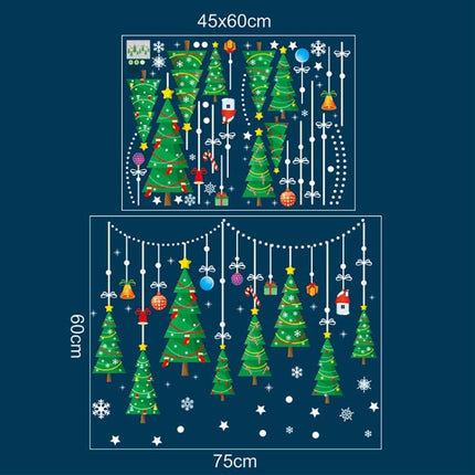 XH-6255 Christmas Tree Glass Door Pendant Window Decoration Painting Self-Adhesive Removable Wall Sticker, Specification: 6255 (Two PCS) +6251-garmade.com