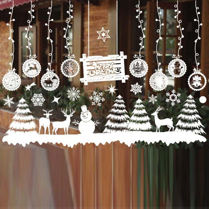 Christmas Decoration Window Stickers Wall Stickers Shopping Mall Supermarket Window Decoration(White 813)-garmade.com