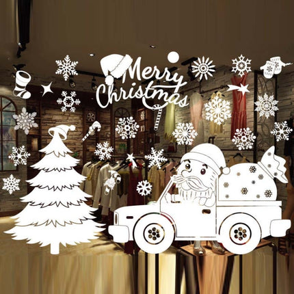 Christmas Decoration Window Stickers Wall Stickers Shopping Mall Supermarket Window Decoration(White 815)-garmade.com