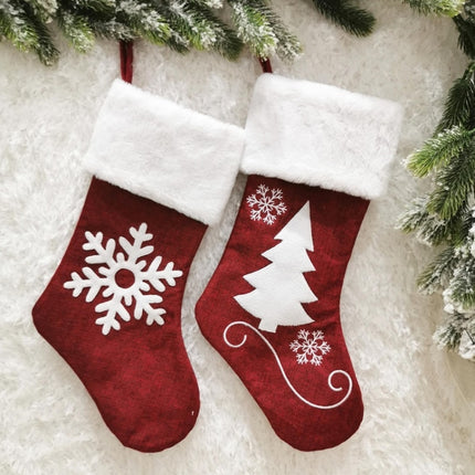 Embroidered Christmas Stocking Pendant Candy Gift Bag(Snowflake)-garmade.com