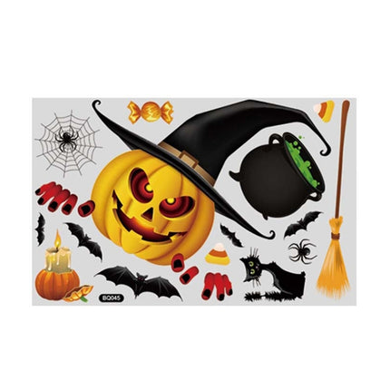 Halloween Decoration Static Wall Stickers(BQ045 Lying Window Pumpkin)-garmade.com