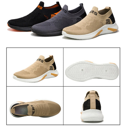TL-207 Flying Weave Breathable Sports Shoes Men Casual Shoes, Size: 43(Black Gray)-garmade.com