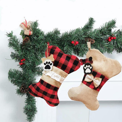 Christmas Sock Gift Bag Ornament(Black Red Bone)-garmade.com