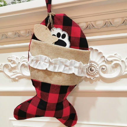 Christmas Sock Gift Bag Ornament(Black Red Fish)-garmade.com