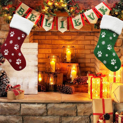 Christmas Sock Decoration Pendant Children Gift Candy Bag(Red)-garmade.com