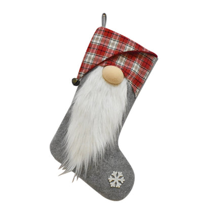 Christmas Sock Decoration Pendant Children Gift Christmas Tree Candy Bag(Grey)-garmade.com