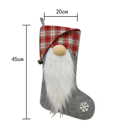 Christmas Sock Decoration Pendant Children Gift Christmas Tree Candy Bag(Grey)-garmade.com