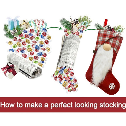 Christmas Sock Decoration Pendant Children Gift Christmas Tree Candy Bag(Grey)-garmade.com