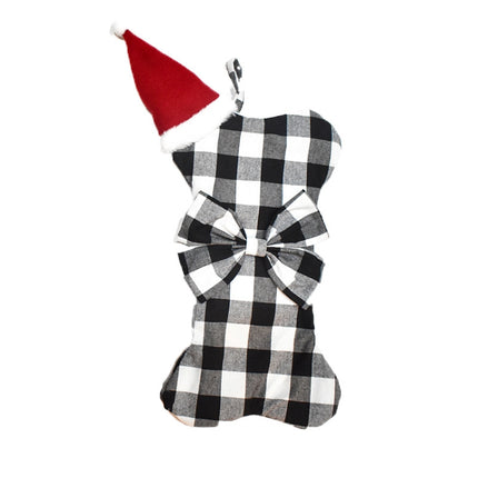Home Christmas Decoration Pendant Children Candy Gift Bag(Black White Grid)-garmade.com