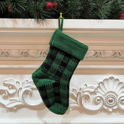 Knitted Christmas Stocking Decoration Pendant Child Acrylic Candy Gift Bag(Green)-garmade.com