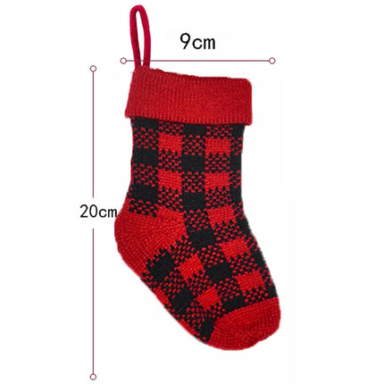 Knitted Christmas Stocking Decoration Pendant Child Acrylic Candy Gift Bag(Red)-garmade.com