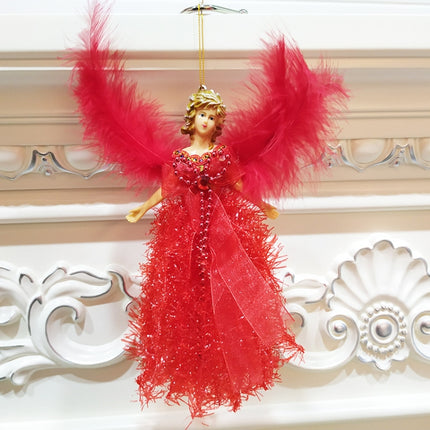 Christmas Tree Angel Girl Decorations Closet Decoration Small Pendant(Red)-garmade.com