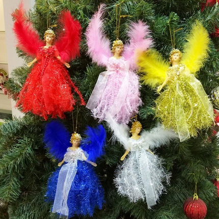 Christmas Tree Angel Girl Decorations Closet Decoration Small Pendant(Red)-garmade.com