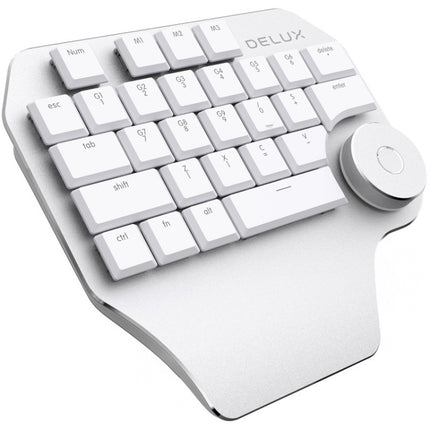 DELUX T11 29 Keys Single-Hand Keyboard Shortcut Key Speech Tool Flat Keyboard, Colour: Silver Gray-garmade.com