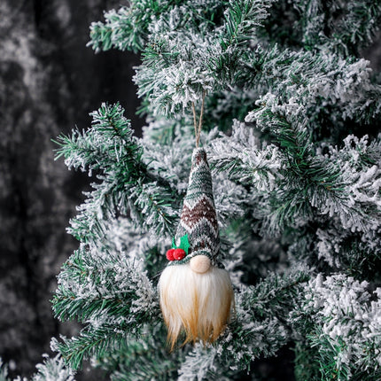 Christmas Tree Pendant Knitted Luminous Faceless Doll(Gray Green Waves)-garmade.com