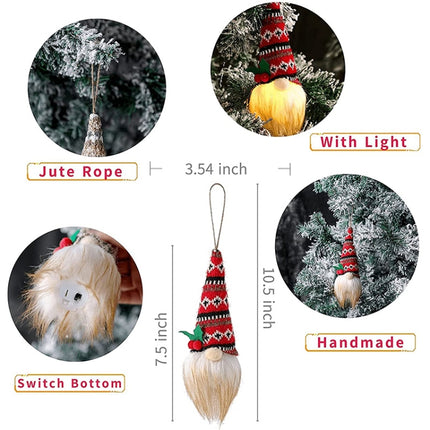 Christmas Tree Pendant Knitted Luminous Faceless Doll(Gray Green Waves)-garmade.com