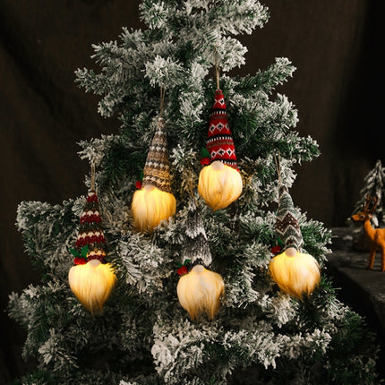 Christmas Tree Pendant Knitted Luminous Faceless Doll(Gray Green Waves)-garmade.com