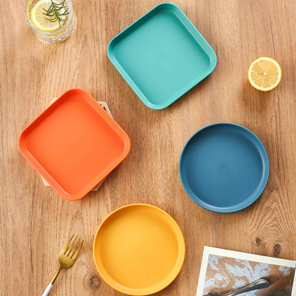 Home 6 Inch Small Dish Plastic Snack Cake Dish Dining Table Garbage Tray(Square Yellow)-garmade.com