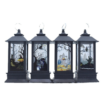 2 PCS Halloween Decoration Props LED Portable Small Wind Lantern(Castle Witch)-garmade.com