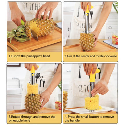 Stainless Steel Pineapple Peeler Slicers Fruit Cutter Kitchen Tools(Yellow handle)-garmade.com