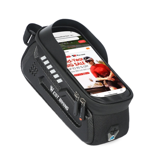 WEST BIKING Bicycle Hard Shell Car Front Beam Mobile Phone Bag(Black)-garmade.com