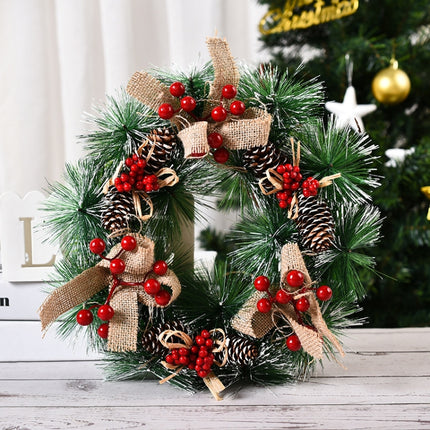 23cm Christmas Decoration Handmade Garland Wreath Door Hanging Window Props, Specification: Three Small Knots-garmade.com