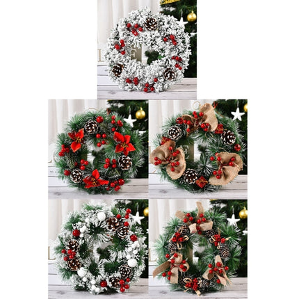 23cm Christmas Decoration Handmade Garland Wreath Door Hanging Window Props, Specification: Three Small Knots-garmade.com