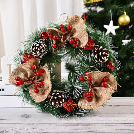 23cm Christmas Decoration Handmade Garland Wreath Door Hanging Window Props, Specification: Three Big Knots-garmade.com