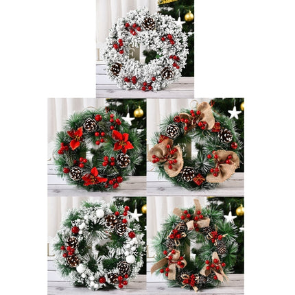 23cm Christmas Decoration Handmade Garland Wreath Door Hanging Window Props, Specification: Three Big Knots-garmade.com